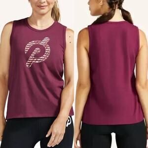 Peloton Studio Logo Dark Red Maroon Muscle Tank Top Sleeveless Tee T-Shirt Small